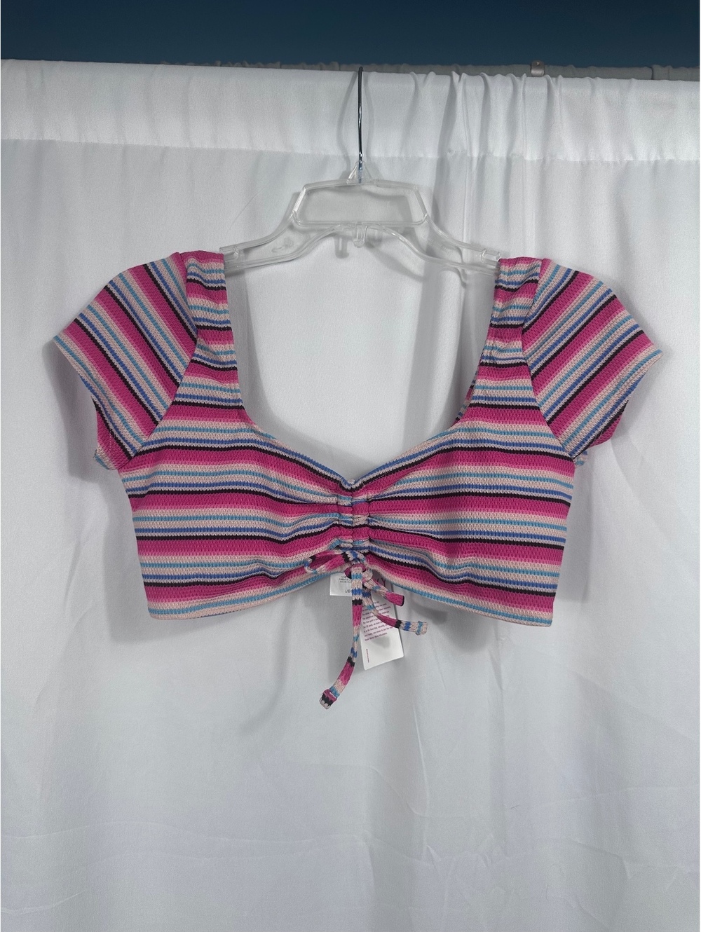 Roxy Paraiso Stripe Crop Top Swimwear Top Size Large